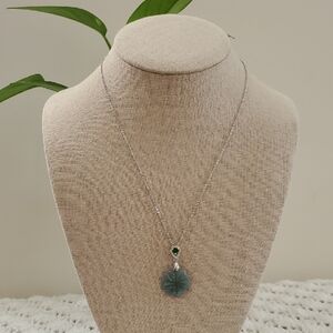 Elegant Silver Necklace with Jade Pendant